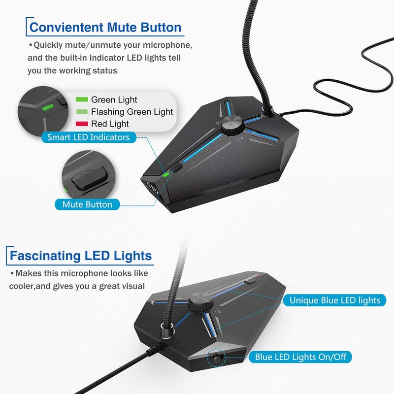 CMTECK Computer Microphone, G006Plus USB Desktop Condenser PC Laptop Mic, Mute Button with LED Indicators, Compatible with Windows/Mac (with Volume Knob) - Image 4